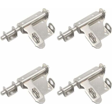 Verrou de Porte à Boulon Coulissant - Lot de 4 Loquets en Acier Inoxydable pour Sécurité, avec Trou pour Cadenas (1/4)