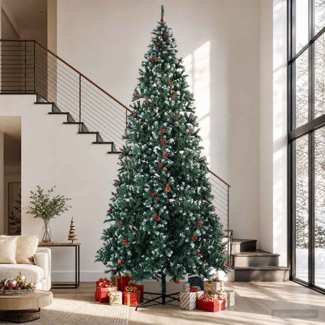 vidaXL Árbol de Navidad artificial 400 cm PVC y Acero Verde y blanco (1/5)