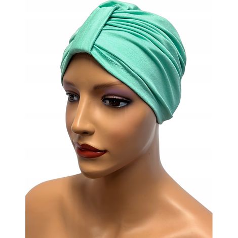 Turbante da donna Emma 389 color pistacchio, cappello in viscosa, anche dopo la chemioterapia (1/5)