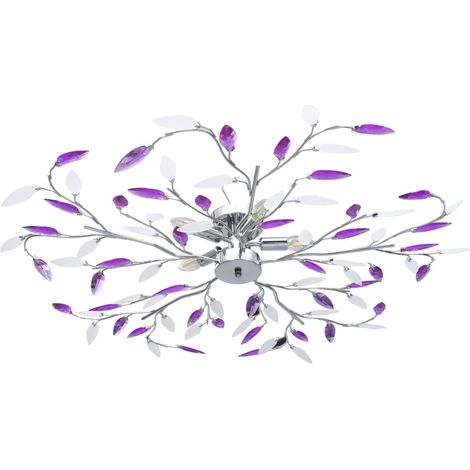 Lampadario Foglie e Bracci in Cristallo Acrilico 5 E14 Viola vidaXL