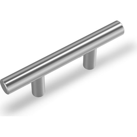 Ensemble de cinq poignées de porte, poignée de cuisine, poignée de meuble, poignée d'armoire, acier inoxydable brossé (espacement des trous de 64 mm). (1/5)