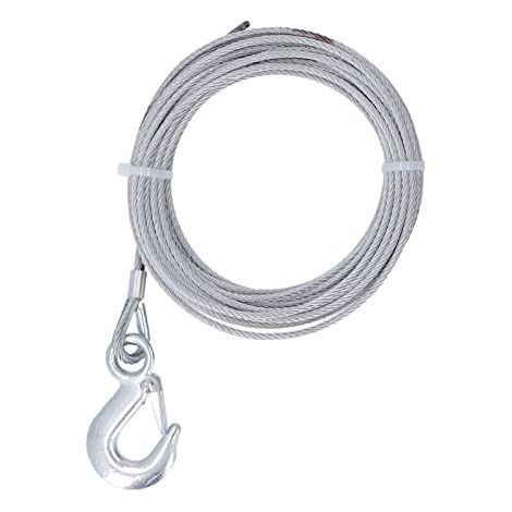 Câble Métallique en Acier Inoxydable 4 mm x 12 m, Capacité 2000 lb, avec Crochet, Cosse et Protection pour SUV, UTV, ATV (1/5)