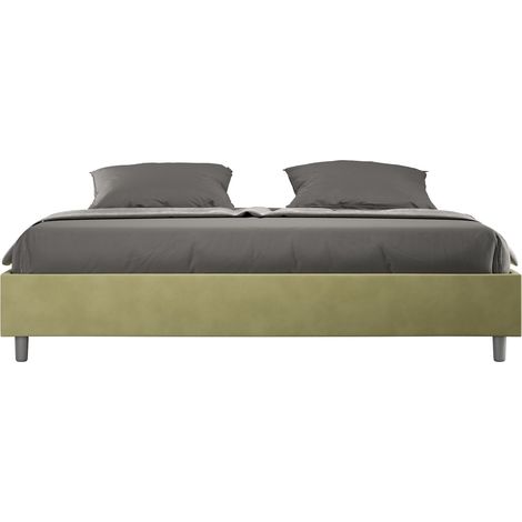 Letto Matrimoniale Extra Large Sommier 200x210 cm con Rete e Contenitore Azelia Tè Verde (1/3)
