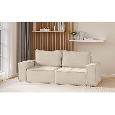 Sofa Modulsofa 2-teilig SANDE 2-Sitzer Stoff Raven Creme (1/5)