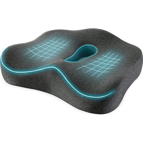 Espuma viscoelástica ortopédica - Ergonómica - Favorece la circulación sanguínea y alivia el dolor de coxis - Para oficina, hogar, gris (1/5)
