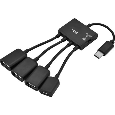 USB 3.1 Typ-C auf 3 USB 2.0 Buchsen Hub mit USB-C Ladeanschluss und OTG-Funktion (1/5)