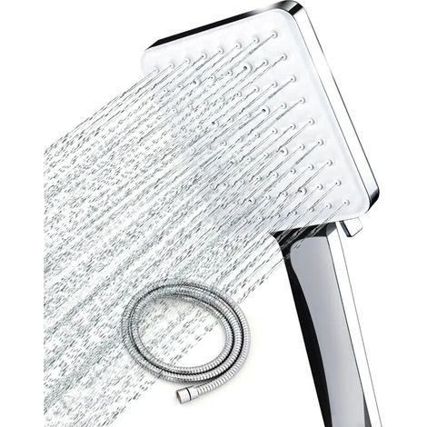 royaluxe - Pommeau de douche avec tuyau, pommeau de douche avec tuyau 1,5 m, tuyau de douche avec pommeau de douche grand pommeau de douche, pommeau de douche à main pommeau de douche pluie avec 6 typ (1/2)