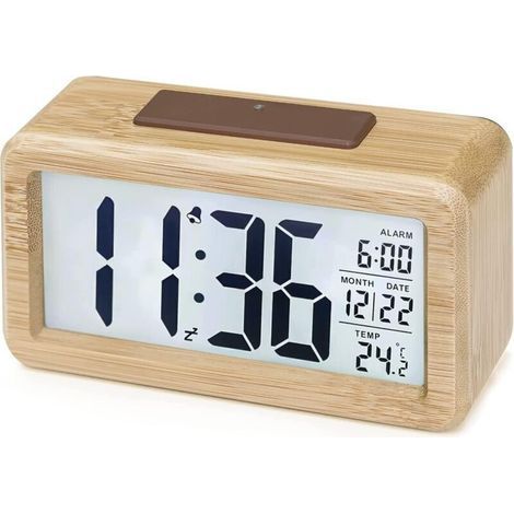 BUNTHAUS Digitaler Wecker, LCD-Digitaluhr mit Datums- und Temperaturanzeige, Schlummerfunktion, batteriebetrieben