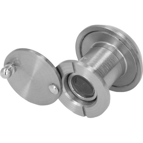 14 mm massive Messing-Türöse, einbruchsicher mit rückseitiger Abdeckung, für Holztüren, Hoteltüren, Bohrung 14-20, Türstärke 15-25, Stahlfarbe (kurzes Messingmodell, Bohrung 14-20, Stärke 15-25) (1/5)