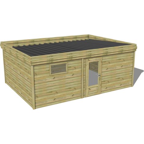 ABRI DE JARDIN bois traité 27mm, 6,5x4,3m, 28m2