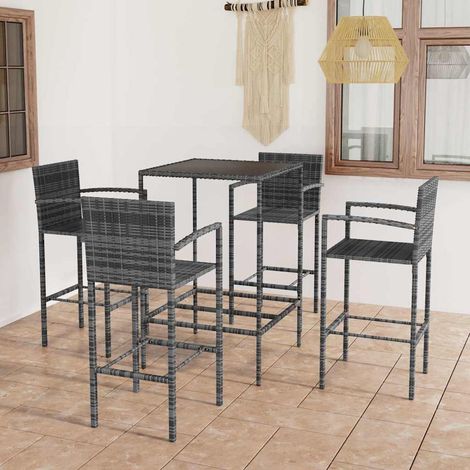Ensemble de bar de jardin 5 pcs-Bar d'extérieur Résine tressée Gris 967810 (1/5)