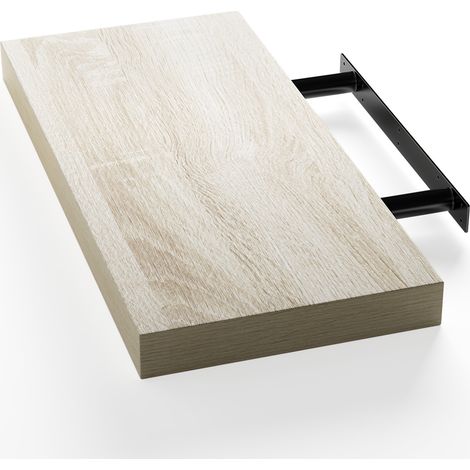 Casaria – Étagère murale flottante MDF 50 cm – Effet flottant – Capacité de charge 15 kg – Support de fixation inclus – Rangement livres