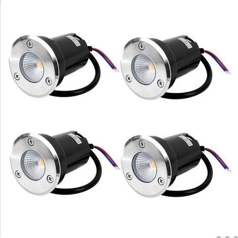 Spot encastrable au sol à LED 4, lampadaire encastré 5W pour l'extérieur, Spot encastrable au sol extérieur, antirouille, chargeable jusqu'à 800 kg, 12V-24V DC, acier inoxydable rond blanc (Blanc Chau (1/5)