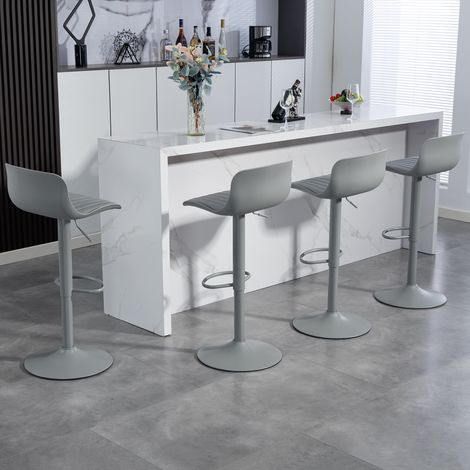 Lot de 2 tabourets de bar réglables en hauteur,dossier plastique siège faux cuir,base métallique avec repose-pieds pour cuisine.