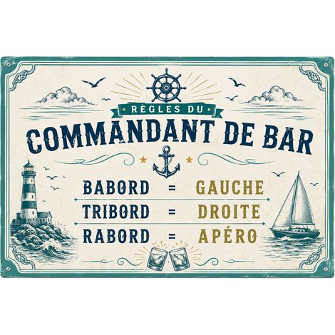 Plaque métal rétro commandant de bar 30,5 x 20 cm (1/2)
