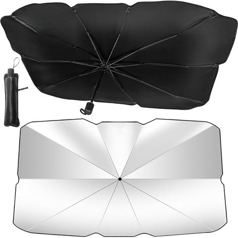 Parapluie Pare Soleil Pare Brise Avant de Voiture,Pare Soleil Voiture Pare Brise Avant,140 x 80 cm Pare-Soleil pour Auto,Parasol de Voiture Pliable,Universel pour La Plupart des Véhicules. (1/5)