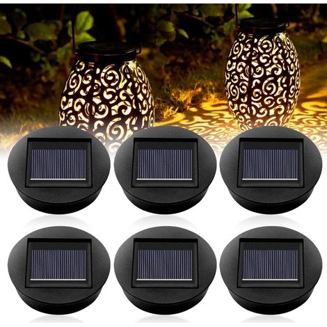 Lot de 6 Lampe Solaire de Rechange avec Ampoule Led, IP65 Étanche éclairage extérieur Lampes Solaires de Rechange Étanche 8cm LED Diamètre Couvercles Solaires pour Lampes Solaires de Jardin (1/5)