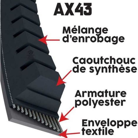Courroie tondeuse AX43 Trapézoïdale crantée - 13 mm x 1142 mm (1/5)