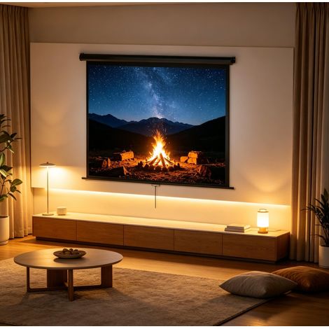 CHICFURN Écran de projection 4:3 4K-HD 181 x 8 x 138 cm noir mur ou plafond (1/5)