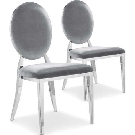 Lot de 2 chaises médaillon Sofia velours Argent (1/5)