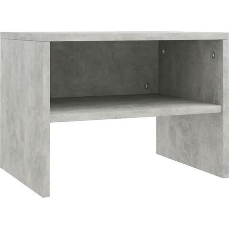 Table de chevet bois gris effet béton Tsela (1/4)