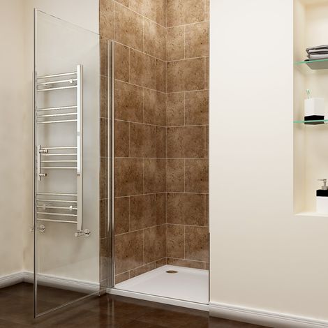 ELEGANT 800mm Pivot Bath Door Modern Shower Cubicle 6mm Safety Glass Shower Enclosure Include Stainless Steel Handle with Shower Base Tray 900x800mm and Free Waste Trap (1/5)