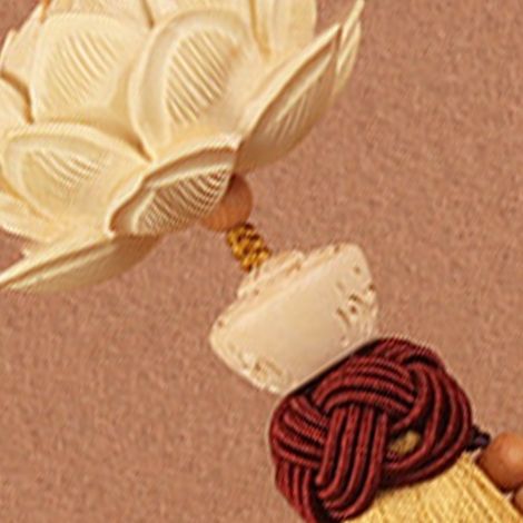 Pendentif décoratif pour rétroviseur de voiture, lotus sculpté à la main, accessoire de style porte-bonheur, Bouddha, jaune vin