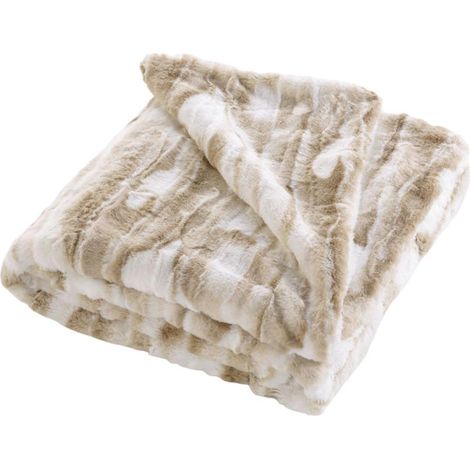 Plaid Imitation Fourrure "Cheyenne" 180x220cm Naturel (1/5)