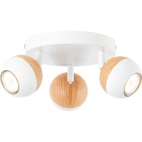 BRILLIANT Lampe Scan LED Spotrondell 3flg weiß/holz hell 3x LED-PAR51, GU10, 3W LED-Reflektorlampen inklusive, (250lm, 3000K) Köpfe schwenkbar (1/4)