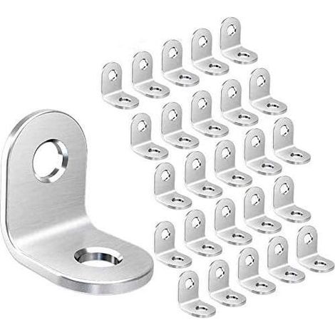 [NIEMALS VERWENDET] 50-teiliges Set Edelstahl-Eckverbinder, 90°-Winkelverbinder – 20 mm x 20 mm x 16 mm L-förmige Möbeleckverbinder