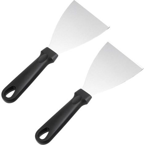 2-teiliges Grillspatel-Set Grillspatel aus Edelstahl mit schwarzen Kunststoffgriffen Geeignet zum Grillen Für Teppanyaki-Fleisch 23 3 x 7 2 cm 23,3 (1/5)