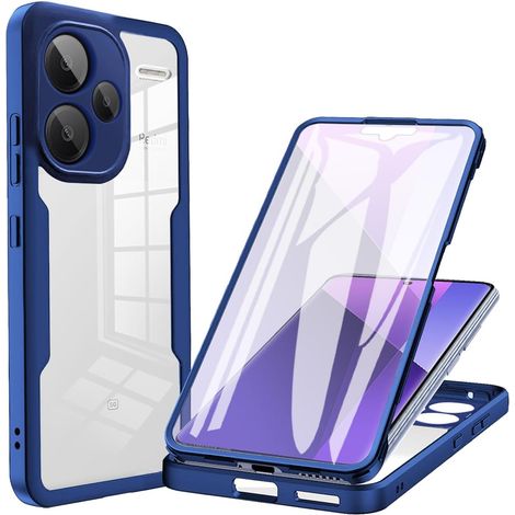 Coque pour Xiaomi Redmi Note 13 Pro+ Plus 5G avec Protection D'écran, Étui Avant et Arrière 360 Degres Antichoc Housse, Antirayures Robuste Bumper Transparente Case, Bleu (1/5)