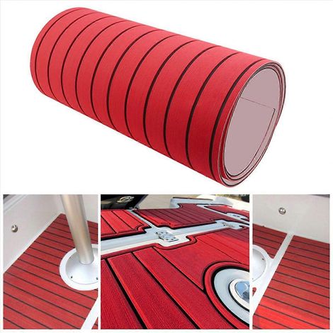 Tapis de sol de bateau en mousse EVA synthétique auto-adhésif 2400 x 450 x 6 mm rouge (1/5)
