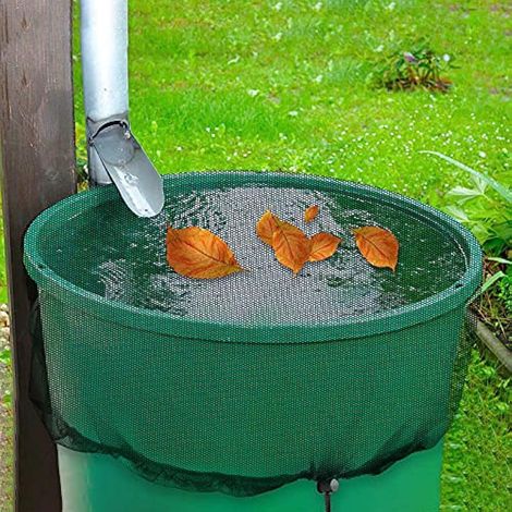 Filet de récupération d'eau de pluie (noir, diamètre 95 cm), pour récupérateur d'eau de pluie, avec couvercle et protection pour jardin extérieur (1/5)