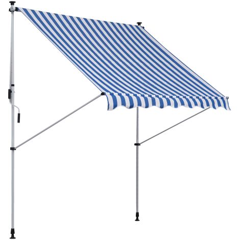 Gelenkarmmarkise Klemmmarkise höhenverstellbar 200x150cm Blau/Weiß aus Aluminium für Terrasse & Balkon 
On-Site
