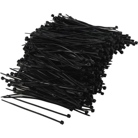 1000 Kabelbinder aus Nylon und Kunststoff (2 x 100 mm, schwarz) (1/3)