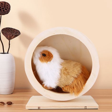 Roue d'exercice silencieuse avec support en bois pour hamster, cochon d'Inde, hérisson et chinchilla (1/5)