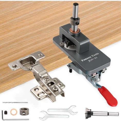35mm Hinge Jig, Door Cabinet Hinge Jig, Punch, Concealed Hinge Jig, Drilling Guide Locator for DIY Woodworking - (1/5)
