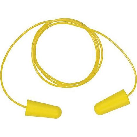 Bouchon d'oreilles polyuréthane avec cordelette jaune (boîte de 200 paires) (1/2)