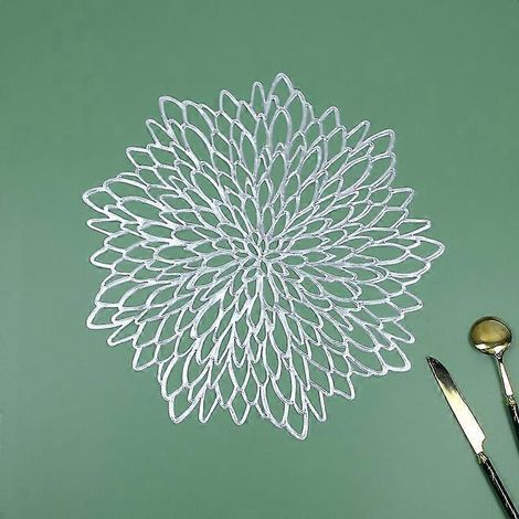 paires de sets de table argentés en vinyle plastique, décorations de table pour Noël, Thanksgiving, fêtes et mariages. (1/4)