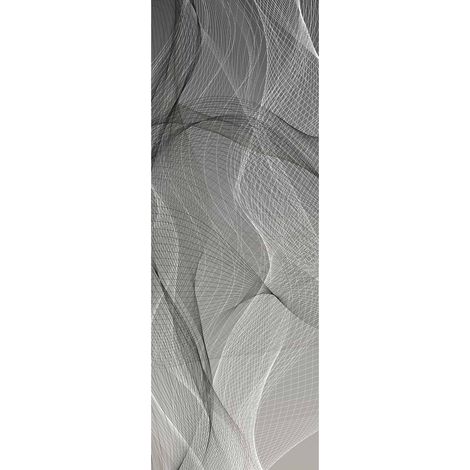 Papier peint panoramique moderne gris, noir & blanc | Tapisserie panoramique abstraite lignes irrégulières | Papier peint panoramique design idéal salon - 280 x 100 cm (1 pièce) (1/2)
