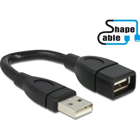 Delock cable usb 2.0 a male  a female shapecable 0.15 m