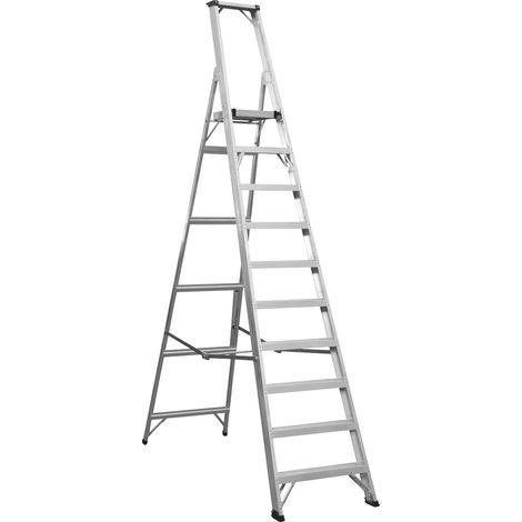 Sealey AXL10 Industrial Step Ladder 10-Tread Aluminium - EN 131