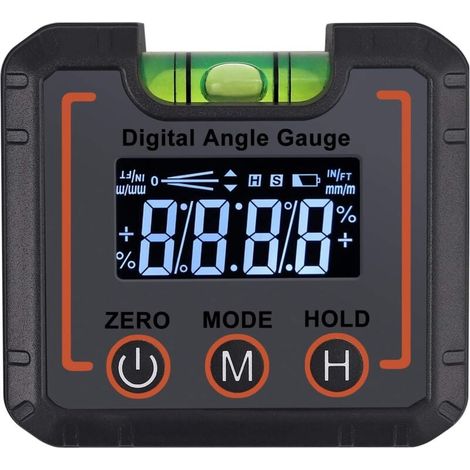 YMYNY Professioneller digitaler LCD-Neigungsmesser, mit hochpräzisen horizontalen Blasen, magnetisch mit V-Nut, mit 2 Batterien, (°Grad/%/mm/m/IN/FT) (1/4)