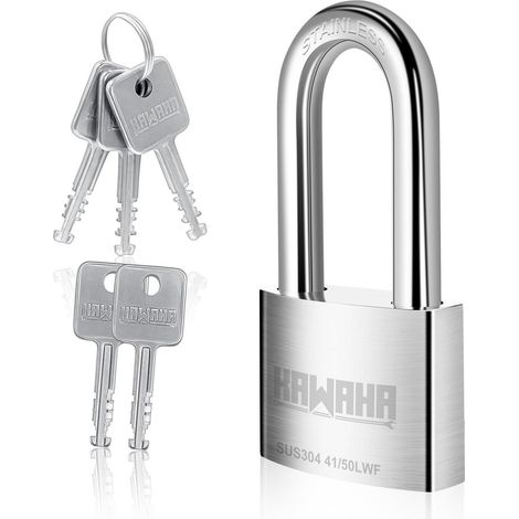 Cadenas en acier inoxydable 50mm anse, 5 clés, intérieur/extérieur