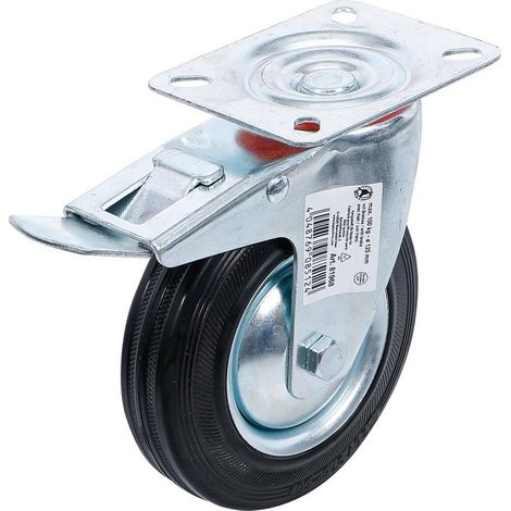 Roulette de Direction D.125 mm - Avec Frein, Socle à Visser - Mobilité et Sécurité, Acier - D-Work (1/5)
