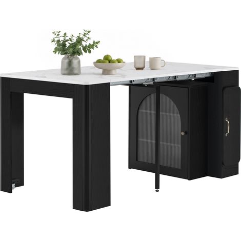 ELVMI Ausziehbarer Esstisch mit 3 Tischplatten, Rollen, LED und USB Steckdose für Küche und Esszimmer (1/5)