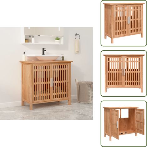The Living Store Mobile Lavabo da Bagno 66x29x61,5cm Legno Massello di Noce - Lavabo in legno