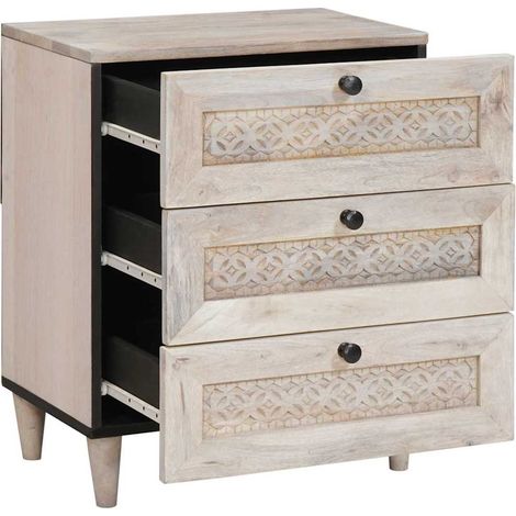 Table de chevet,Cabinet de chevet,Table de nuit Beige 50 x 33 x 60 cm bois de manguier massif CFW763897 (1/5)