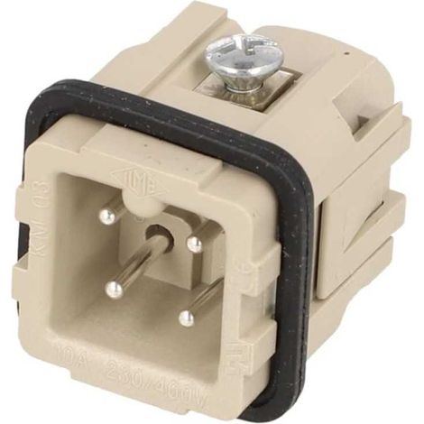 Connecteur Rectangulaire Mâle 3 Voies + Mise à Terre 10A